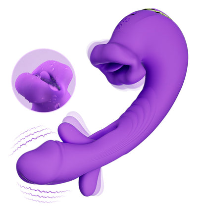 Verbesserter mundförmiger 3-in-1-G-Punkt-Vibrator zum Flattern, Beißen und Zungenlecken