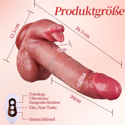 【Vorverkauf bis 30. März】VERBESSERT 26,5 cm längerer, leckender, wärmender, stoßender, schaukelnder, lebensechter Dildo