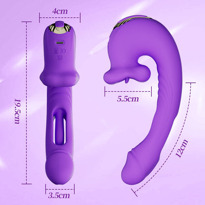 Verbesserter mundförmiger 3-in-1-G-Punkt-Vibrator zum Flattern, Beißen und Zungenlecken